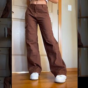 Brown Mid-rise Cargo Pants